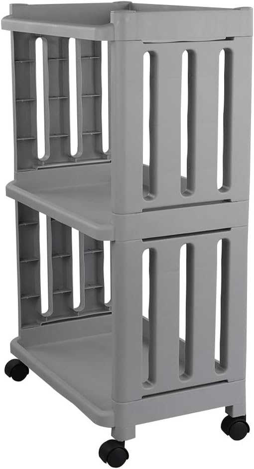 Neadas Plastic 3 Tier Rolling Trolley Cart with Wheels, Grey, 1 Pack: Kitchen & Dining
