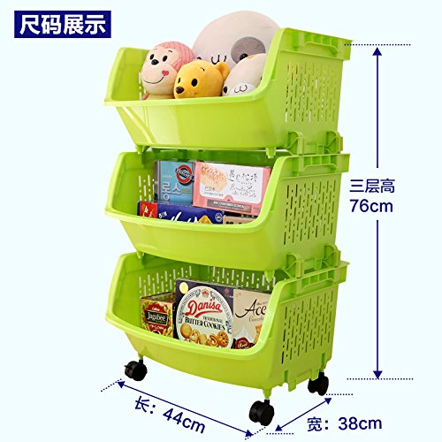 AJ Storage Stacking Bins, Household Kitchen Plastic Stackable Vertical Storage Organizational Bins Vegetable Fruit Food Storage Basket Rack Organizer AJ9001 (3, White) - Thumbnail 2
