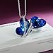 QIANSE Necklaces for Women Heart of Ocean Necklace Jewelry for Women Heart Pendant Swarovski Crystals Birthday for Girlfriend Wife Grandma Daughter Her Sapphire Blue Birthstone
