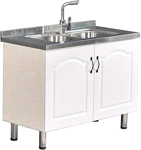 Mueble de acero inoxidable para fregadero de cocina, de fácil montaje