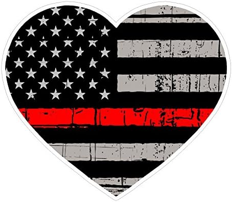 Heart Shape (C53) Thin Red Line Vinyl Decal Sticker Love Car Laptop/Netbook Window 3" Inch- by CustomDecal US