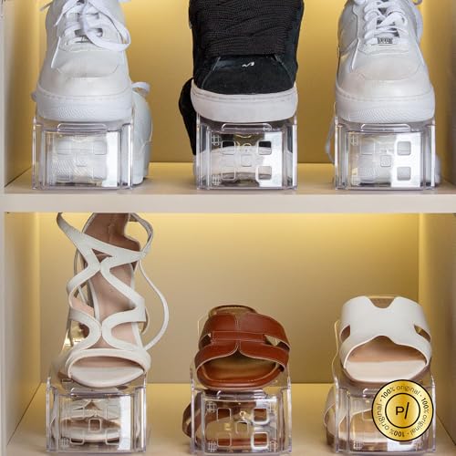 Kit Organizadores de Sapatos Paramount Ajustável Empilhável Economiza Espaço Organizador de Calçados para Guarda Roupa Armário Sapateira Plástico Resistente Antiderrapante Fácil Montagem Unissex (10)
