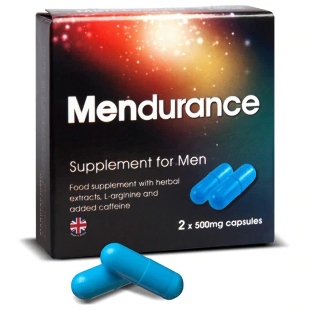 Mendurance Supplement for Men 2 x 500mg capsule pack, with herbal extracts, L-arginine and caffeine. Love Sex Longer!