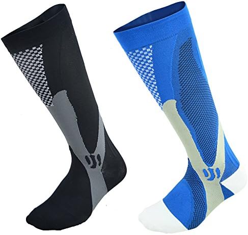 Compression Socks Pack of 2 For Women &amp; Men - Best For Running, Pregnancy, Travel, Nursing,Better Blood Circulation 20-30mmHg (S/M, Black)