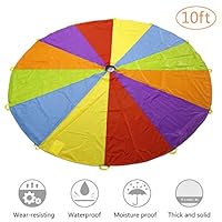 MountRhino Kids Parachute,10ft Play Parachute with 12 Handles - Multicolored Parachute for Kids,Kids Play Parachute for Indoor Outdoor Games Exercise Toy