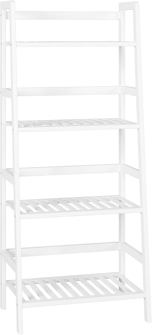 Homfa Standregal Bambus Badregal Mit 4ablagen Kuchenregal Aufbewahrungsregal Blumenregal Leiterregal Fur Kuche Badezimmer Balkon 116x48x32cm Weiss Amazon De Kuche Haushalt