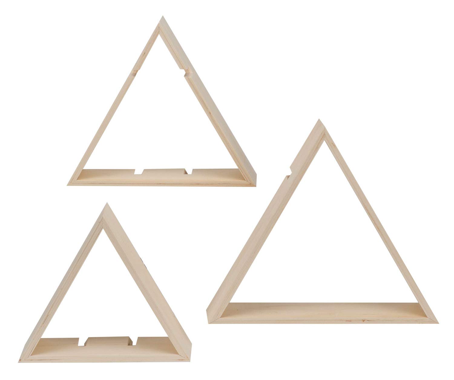 Glorex 6 1320 302 – Design Wooden Frame Triangular, 3 Pieces in 3 Different Sizes, Approx. 32 x 28 x 10 cm, 29 x 25 x 10 cm and 25 x 21 x 10 cm
