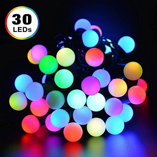 Globe String Lights 20.8ft 30 LED Solar Powered Ball Frosted Starry Weatherproof Lighting for Outdoor Indoor Garden Party Decoration