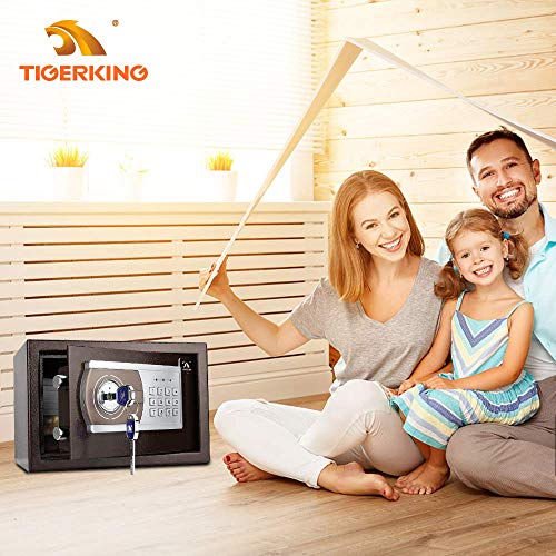 TIGERKING Personal Safe Security Digital Lock Box Key Combination Code Safe Box Steel Money Box