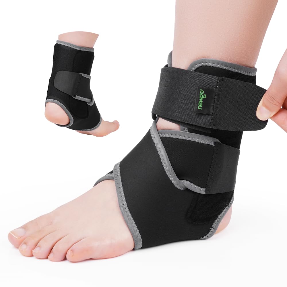 NEWGO Ankle Brace for Women Men, Ankle Support Brace for Sprained Ankle with Side Plastic Support Plate for Plantar Fasciitis,Injury Recovery, Running, Basketball, Volleyball