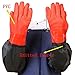 2 Pairs Long Working Durable Waterproof PVC Knitted Gloves with Cotton Lining Fishing Operation Resistant Garden Gloves Agricultural Gloves-Large Gloves