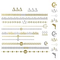 Fashiontats- Delta Delta Delta jewelry inspired temporary metallic tattoos p-2004