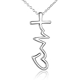 POPLYKE Faith Hope Love Necklace 925 Sterling Silver Faith Hope Cross Pendant Necklace Cross Religious Jewelry Gifts for Women Birthday