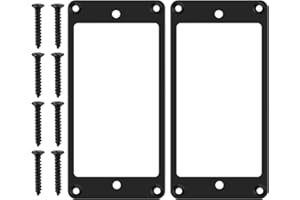 BRUISLARD Humbucker Cover, 2 Pcs Metal Iron Flat Humbucker Pickup Ring with 8 Screws, Electric Guitar Pickup Covers, Bass Pick up Frame Mounting Ring for Electric Guitar Replacement（Black）