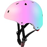 Color Gradient Adjustable Kids Bike Helmet Toddler Helmets for 3-5-8-14 Years Kids Girls Boys Youth Bicycle Helmet for Scooter Balance Bike Roller Skating Skateboard