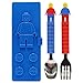 Brick Figure Flatware Spoon Fork Utensil Case Set Toddler Kids Children (NON-TOXIC MATERIAL USED PRODUCT) (Blue)