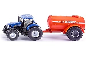 Siku 1945, Tractor with Single Axle Vacuum Tanker, 1:50, Metal/Plastic, Blue/Orange, Multifunctional