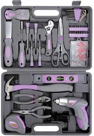 44-Piece Home Repair Tool Kit with Ergonomic Handles, Mauve