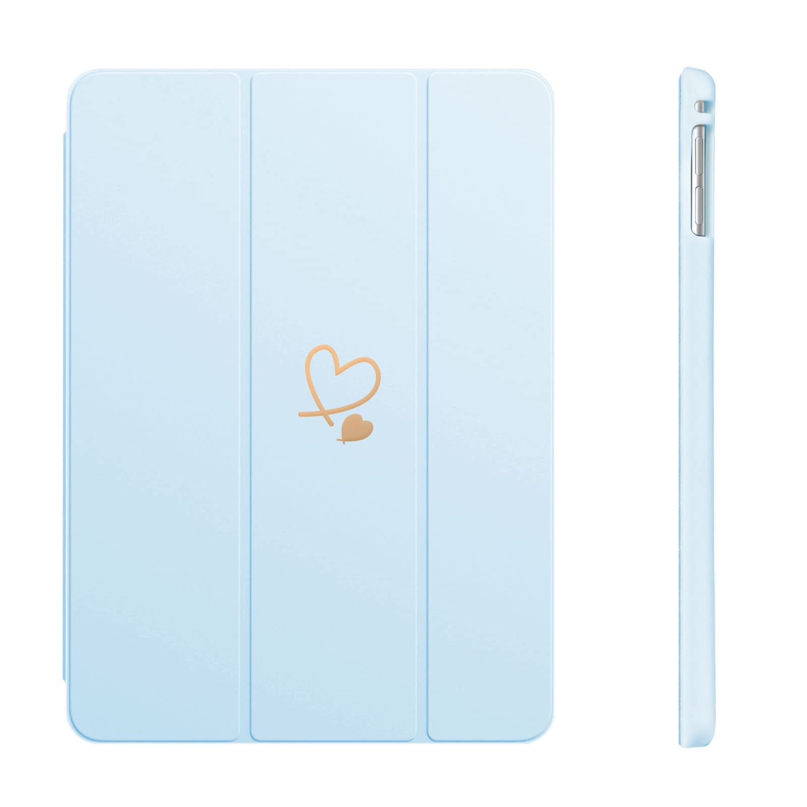 Fycyko Compatible iPad 9.7 Inch Case for 6th/5th Generation 2018/2017 With Pencil Holder & Tip Cover - Women Girls Cute Love Heart Pattern Protective, Blue
