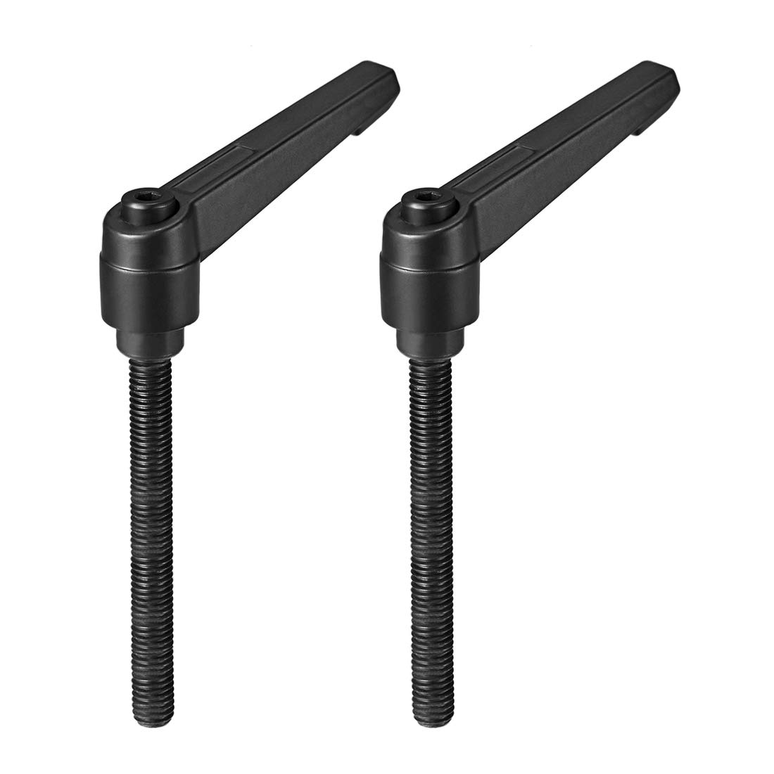 sourcing map 2pcs Adjustable Clamping Lever Handle M8 x 80mm Metric Black Oxide Carbon Steel Male Threaded Stud Hand Knobs Rotating Screw Handles Bolts with Locking Lever Black