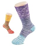 VERO MONTE 4 Pairs Women's Colorful Patterned Soft Warm Cotton Crew Socks