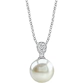 The Pearl Source 8-9mm Black Tahitian South Sea Cultured Pearl & Cubic Zirconia Belinda Pendant Necklace for Women