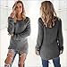 ECOWISH Women's Long Sleeve Knit Blouse Pullover Loose Tops V Neck Autumn Sweater