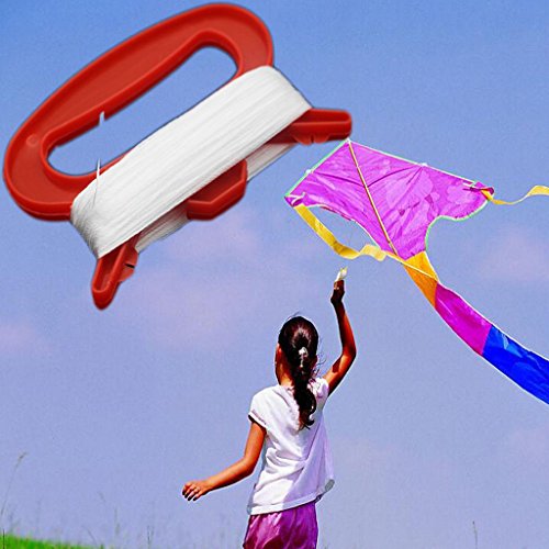 cici store D Shape Kite Reel,Kite Handle with line,Red / Black Kites String Kites Accessories (Red, 30m) - Thumbnail 3