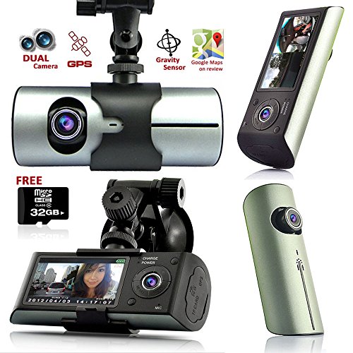 Indigi GPS Tracker Dash-Cam Dual Camera Driving Recorder Support Google Map ~Free 32GB~