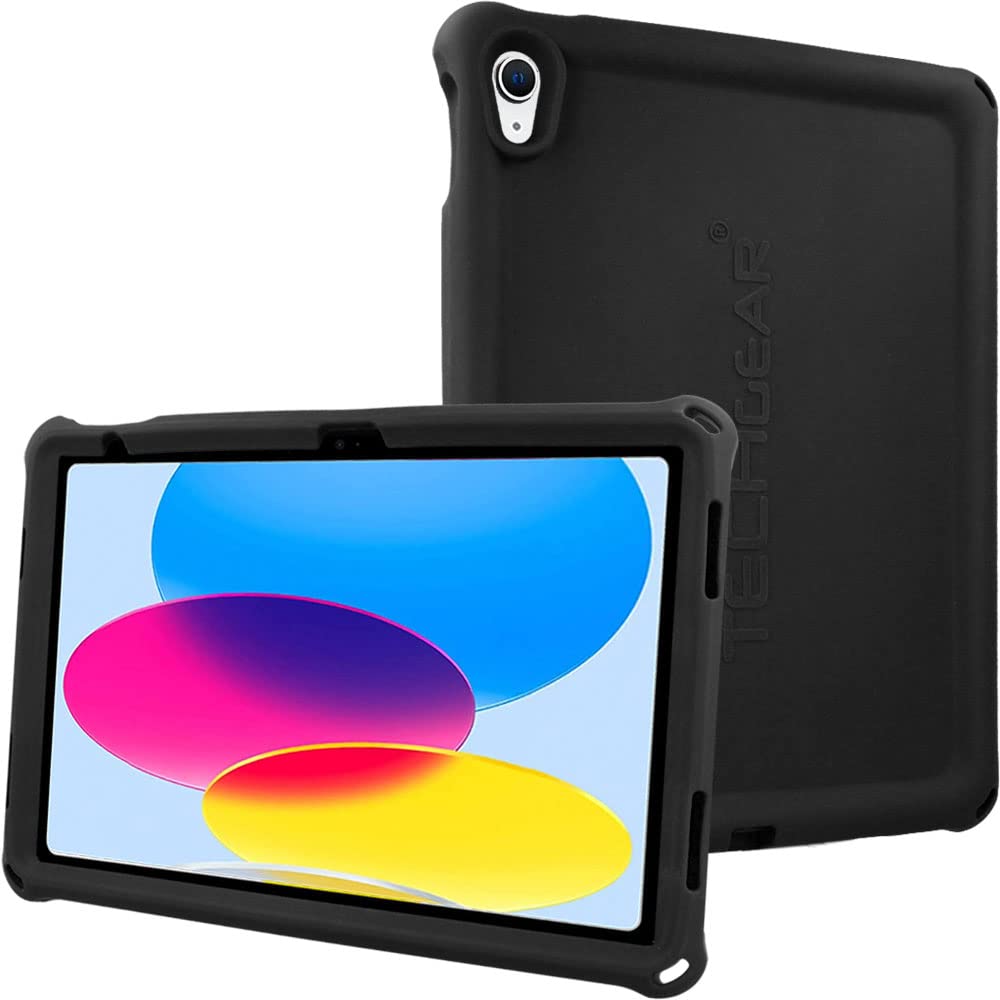 TECHGEAR Bumper Case for iPad 11" A16 (11th Gen 2025) & 10.9" (10th Gen 2022) – Rugged Kids Drop-Proof Silicone Cover w/Easy Grip, Anti-Slip Corners, Screen Film, Shockproof School-Friendly Design