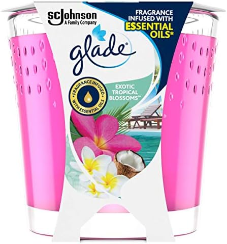 Glade Scented Candle, Air Freshener Wax Candle for Aromatherapy, 129 g, 30 Hour Burn Time, Tropical Blossoms, 1 Candle