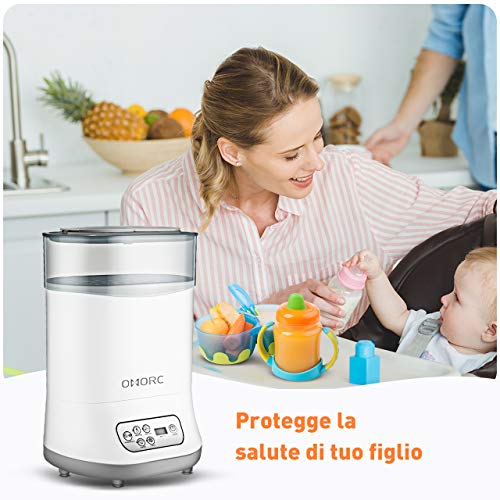 Sterilizzatore Biberon, a Vapore Elettrico&Asciugatura, Multifunzionale 6 In 1, Per 6 Biberon, Spegnimento Automatico, LCD Touch-Screen, Controllo Tempo Preciso