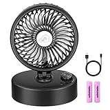 COMLIFE Oscillating Desk Fan, Rechargeable Battery Operated Fan Mini Personal Cooling Fan Powered USB 4400mAh Battery, 60 Degree Oscillation, Stepless Speed Regulation