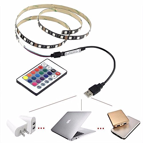 LED Strip TV Backlight Bias Lighting for HDTV/Laptop/Desktop 3.28ft RGB Color 5V USB Powered with Remote