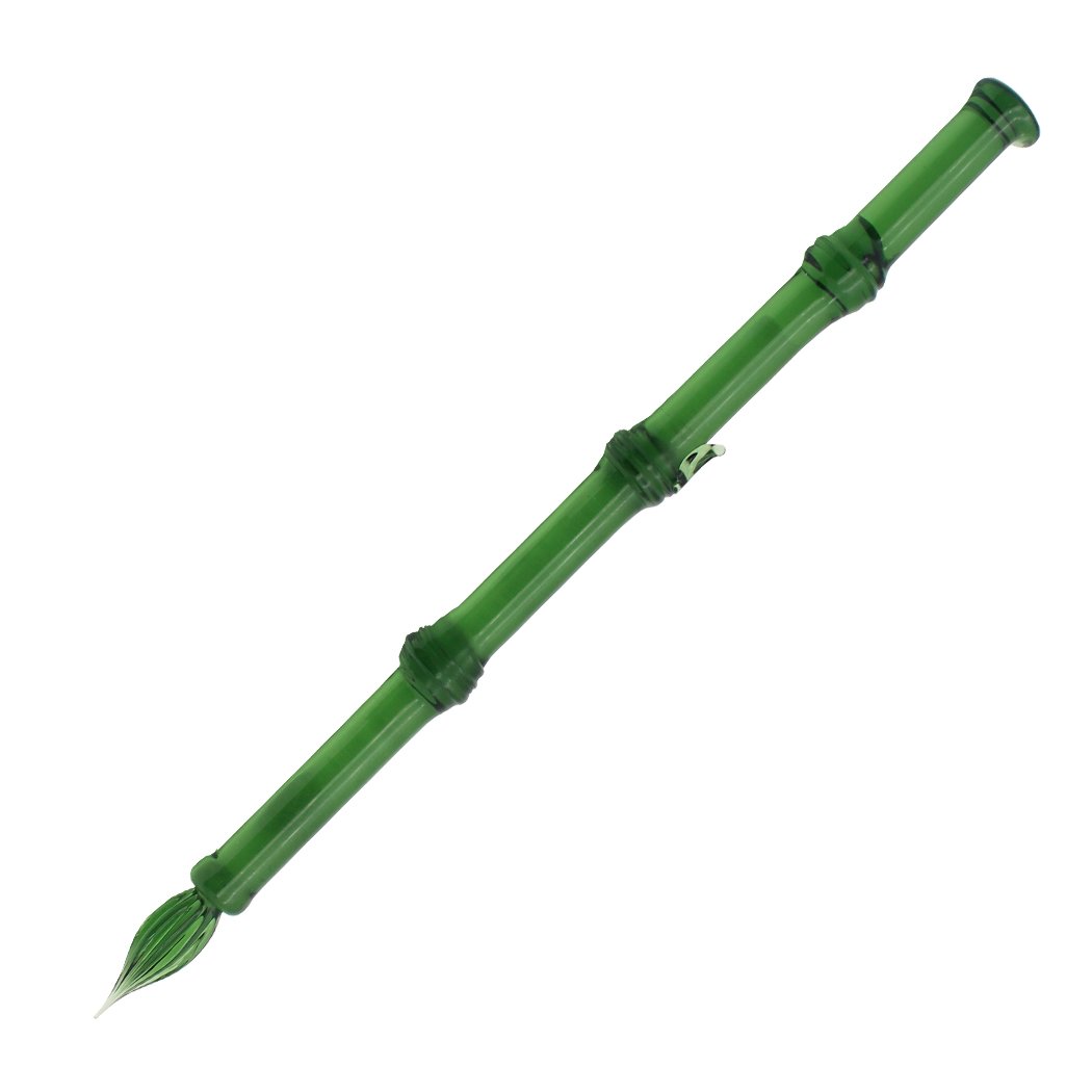 Gullor Glass Dip Pen - Bamboo Shape Handmade Crystal Dip Sign Pen Gift, Green