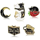Cute Cat Enamel Brooch Pins - Cartoon Cat With Strawberry Design For Jackets And Bags