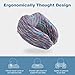 LANGRIA Memory Foam Neck Pillow U-Shape Travel Pillow Ergonomic Contoured Design with Adjustable Neck Size Washable Cover for Plane Train Car Bus Office (Striped Arctic Purple)
