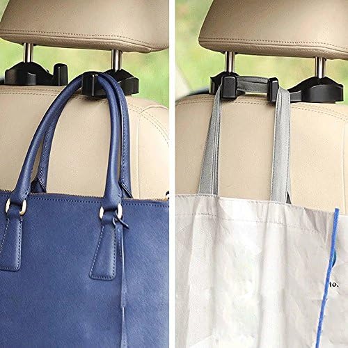 Universal Car Vehicle Back Seat Headrest Hanger Holder Hook for Bag Purse Cloth Grocery (Black -2 Pack)
