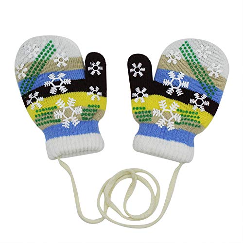 Toddlers Baby Girl Boys Colorful Snowflake Winter Warm Gloves Mittens with String for 0-12 Months,4 Pairs - Thumbnail 4