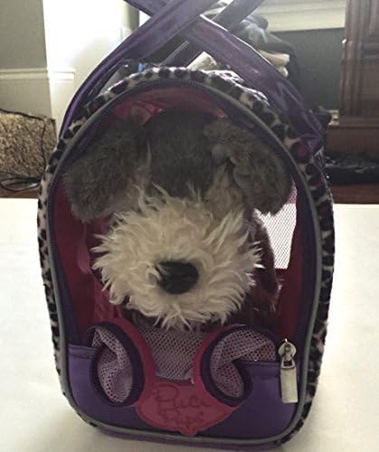 A Brand New Pucci Pup Schnauzer in Purple Animal Print Bag with Comb and Leash. by Pucci Pups