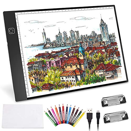 A4 Light Pad,Norbase Ultra-Thin Portable Tracing LED Copy Board Table,Adjustable USB Power Light Box Tracer for Drawing,Sketching,Animation,Stenciling,Calligraphy with 12 Color Pencils - Thumbnail 7