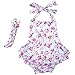DQdq Baby Girls' Floral Print Ruffles Romper Summer Dress