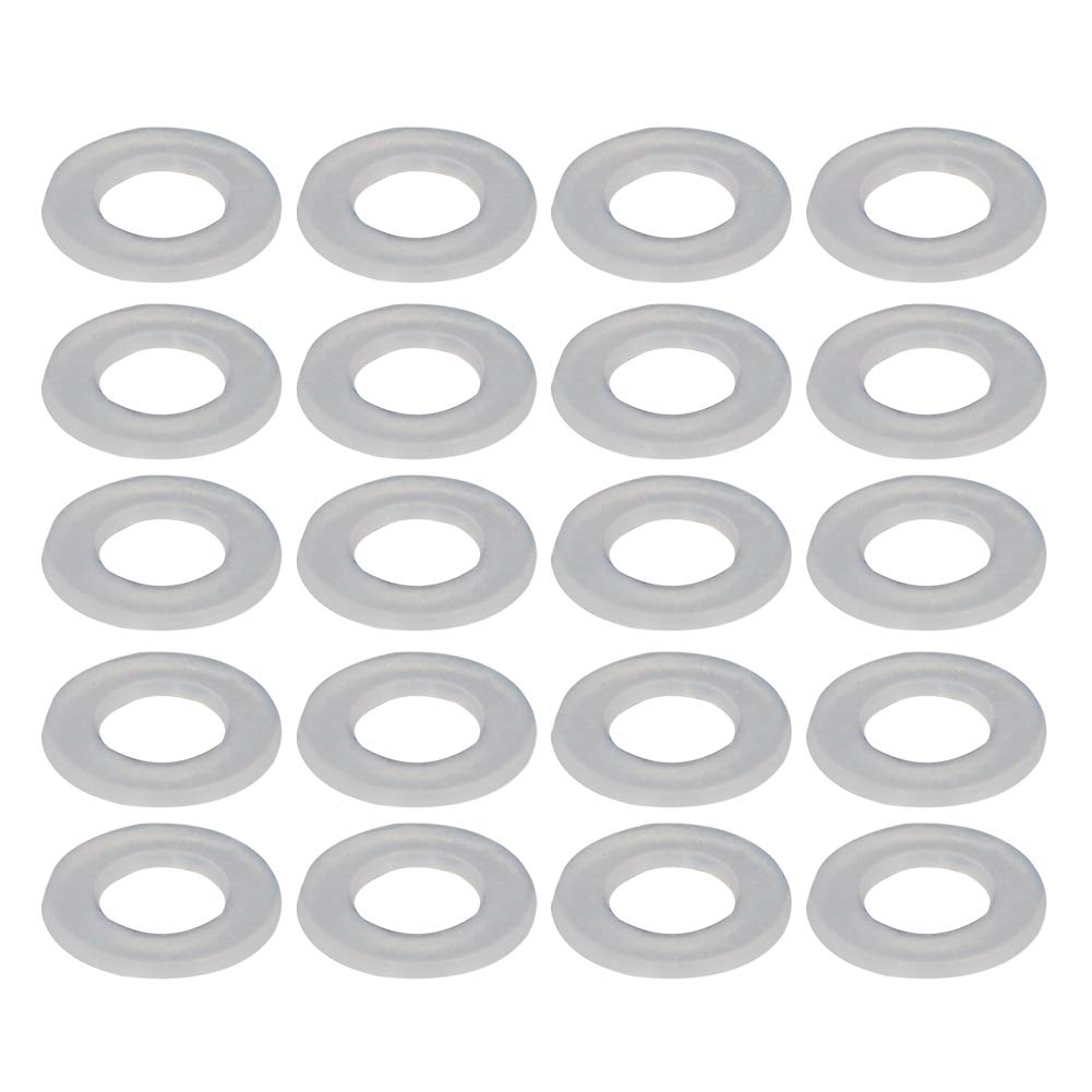 Othmro Nylon Flat Washers M8 16mm OD 8mm ID 0.9mm Thickness Sealing Gasket for Faucet Pipe Water Hose, Clear, Pack of 100