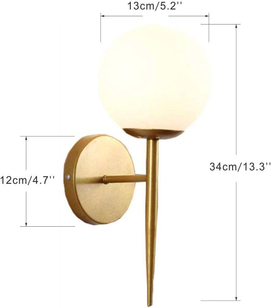 BOKT Mid Centry Bedroom Sconces Modern Wall Lighting Golden Wall Sconce Lighting Fixtures, E26 Based (White Shade, 1 Pack) - - 