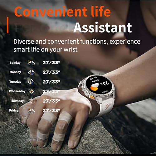 MYSHUN Reloj Inteligente Hombre con Llamadas, 1,7 Pulgada Smartwatc Hombre Deportivo con Podometro Pulsometro SpO2 Sueño Presion Arterial Actividad IP68 Reloj Digital para iOS Android (Plateado)