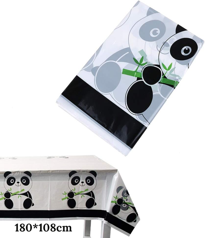 Acewen 1Pack Panda Tablecloths Disposable Party Tablecloth Panda Table Cover for Baby Shower Kids Birthday Party Supplies Panda Theme Party Favors Decoration,180x108cm