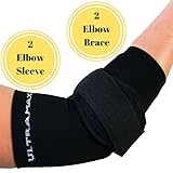 Elbow Sleeve and Brace (Large, Black) Includes 2 Elbow Sleeves and 2 Elbow Braces
