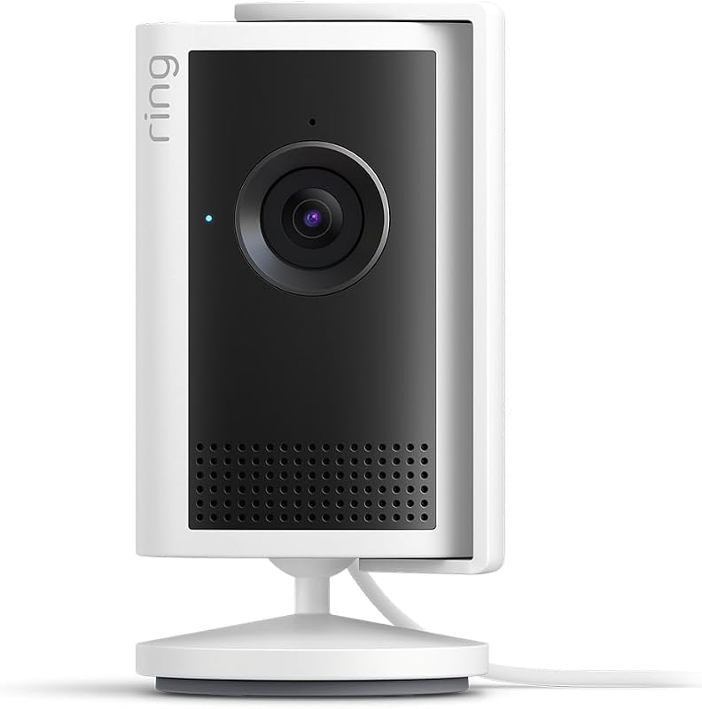 Cámara interior Plus (Indoor Camera Plus, última generación), Cámara de seguridad, enchufe, Retinal 2K, cubierta manual del objetivo, Prueba gratuita de 30 días del plan de suscripción Ring