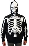 Full-Zip Up Skeleton Print Adult Hooded Sweatshirt Hoodie Costume with Face Mask