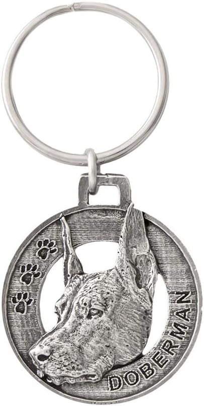Creative Pewter DesignsDoberman Keychain, Dog, Pewter, D070KC, 1 1/2, 100% Handmade in The USA, Pet, Tag, Metal, Keychain, Key Chain, Key Ring, Key Fob, Gift, Over 90 Dog Keychains